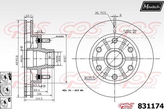 Maxtech 70180338 - Möhür, əyləc kaliperinin pistonu furqanavto.az