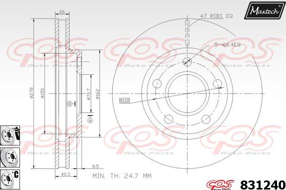 Maxtech 70180371 - Möhür, əyləc kaliperinin pistonu furqanavto.az