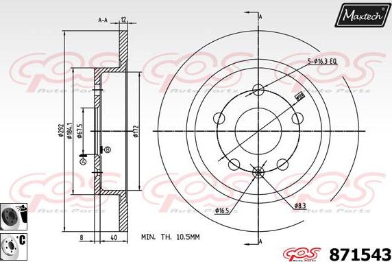 Maxtech 71810054 - Bələdçi Bolt, əyləc kaliperi furqanavto.az