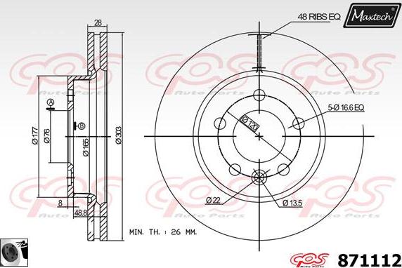 Maxtech 71810111 - Bələdçi Bolt, əyləc kaliperi furqanavto.az