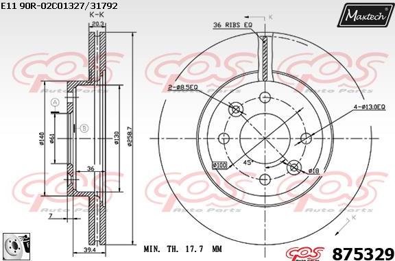 Maxtech 71810257 - Bələdçi Bolt, əyləc kaliperi furqanavto.az