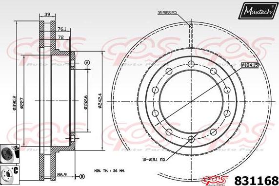 Maxtech 71810216 - Bələdçi Bolt, əyləc kaliperi furqanavto.az