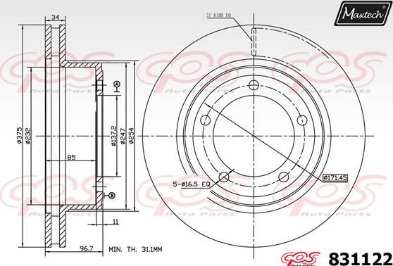 Maxtech 71810222 - Bələdçi Bolt, əyləc kaliperi furqanavto.az