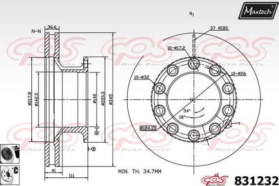 Maxtech 72718026 - İdarəetmə elementi, dayanacaq əyləcinin kaliperi furqanavto.az