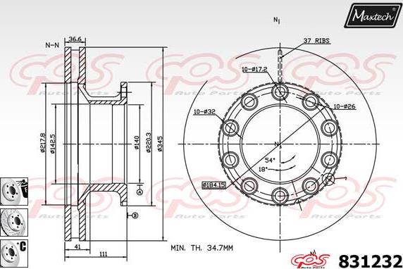 Maxtech 72718027 - İdarəetmə elementi, dayanacaq əyləcinin kaliperi furqanavto.az