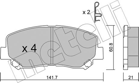 Metelli 22-0969-1 - Əyləc altlığı dəsti, əyləc diski furqanavto.az