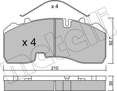 Metelli 22-0595-0 - Əyləc altlığı dəsti, əyləc diski furqanavto.az