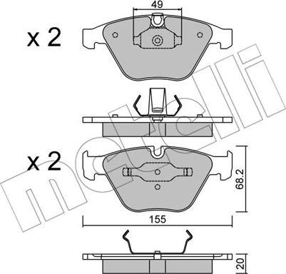 Metelli 22-0558-0 - Əyləc altlığı dəsti, əyləc diski furqanavto.az