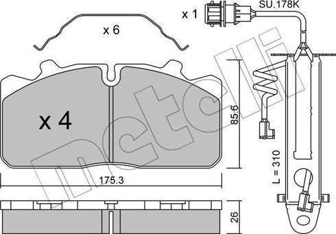 Metelli 22-0582-3K - Əyləc altlığı dəsti, əyləc diski furqanavto.az