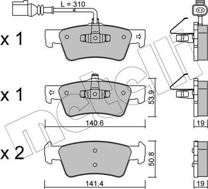 Metelli 22-0661-1 - Əyləc altlığı dəsti, əyləc diski furqanavto.az