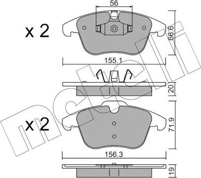 Metelli 22-0675-0 - Əyləc altlığı dəsti, əyləc diski furqanavto.az