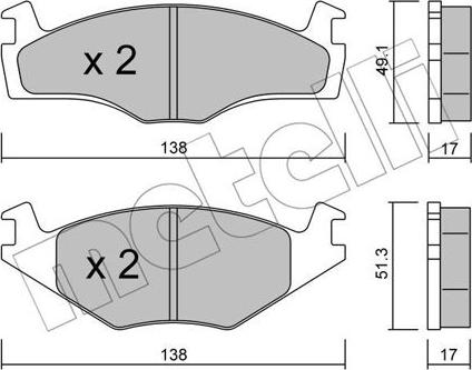 Metelli 22-0045-2 - Əyləc altlığı dəsti, əyləc diski furqanavto.az