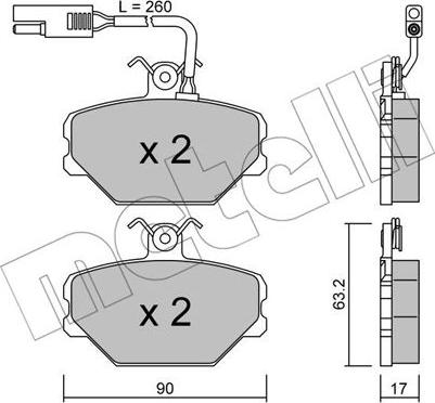 Metelli 22-0059-1 - Əyləc altlığı dəsti, əyləc diski furqanavto.az