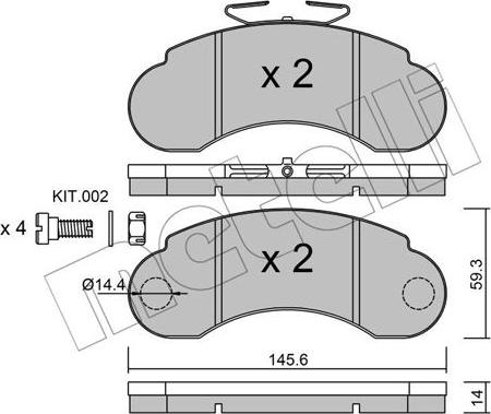 Metelli 22-0055-1 - Əyləc altlığı dəsti, əyləc diski furqanavto.az