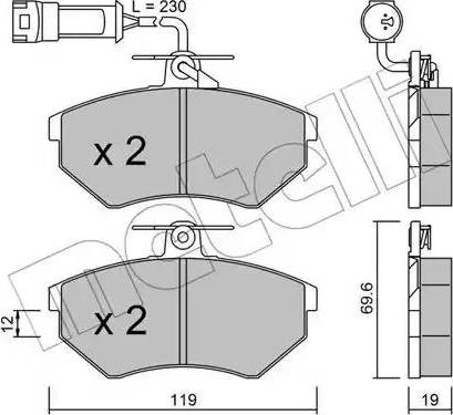 Metelli 22-0050-3 - Əyləc altlığı dəsti, əyləc diski furqanavto.az