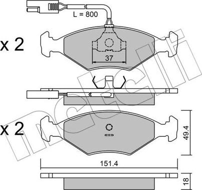 Metelli 22-0057-0 - Əyləc altlığı dəsti, əyləc diski furqanavto.az