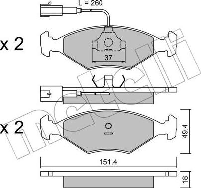 Metelli 22-0057-1 - Əyləc altlığı dəsti, əyləc diski furqanavto.az