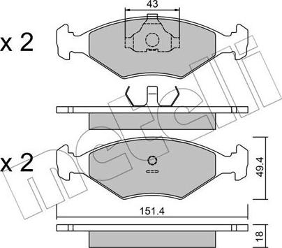 Metelli 22-0057-3 - Əyləc altlığı dəsti, əyləc diski furqanavto.az