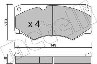 Metelli 22-0014-4 - Əyləc altlığı dəsti, əyləc diski furqanavto.az