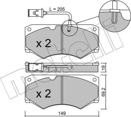 Metelli 22-0014-3 - Əyləc altlığı dəsti, əyləc diski furqanavto.az