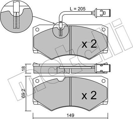 Metelli 22-0014-2 - Əyləc altlığı dəsti, əyləc diski furqanavto.az