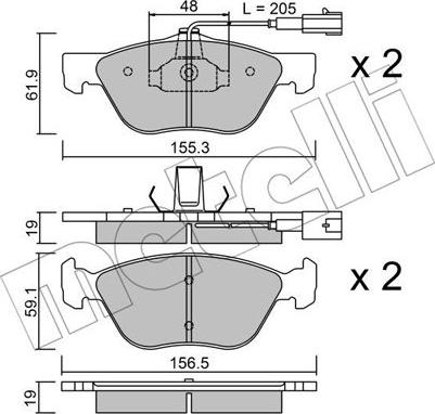 Metelli 22-0083-0 - Əyləc altlığı dəsti, əyləc diski furqanavto.az