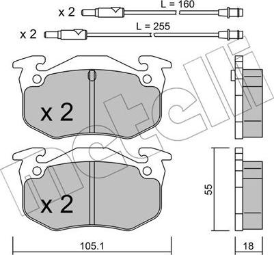 Metelli 22-0036-0 - Əyləc altlığı dəsti, əyləc diski furqanavto.az