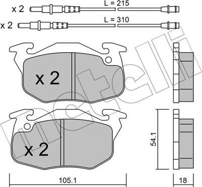 Metelli 22-0037-4 - Əyləc altlığı dəsti, əyləc diski furqanavto.az