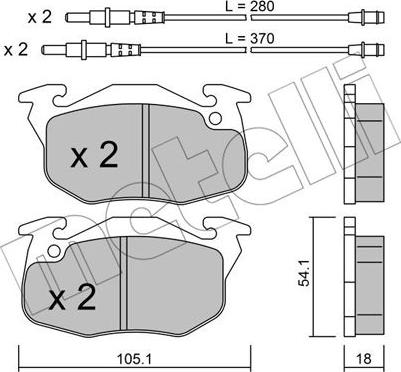 Metelli 22-0037-1 - Əyləc altlığı dəsti, əyləc diski furqanavto.az