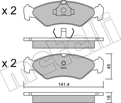 Metelli 22-0073-0 - Əyləc altlığı dəsti, əyləc diski furqanavto.az