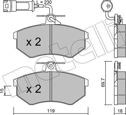 Metelli 22-0148-4 - Əyləc altlığı dəsti, əyləc diski furqanavto.az