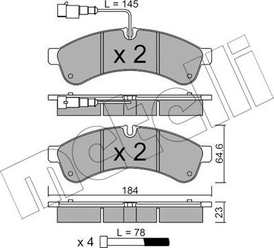 Metelli 22-0851-1 - Əyləc altlığı dəsti, əyləc diski furqanavto.az