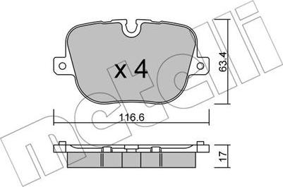 Metelli 22-0837-0 - Əyləc altlığı dəsti, əyləc diski www.furqanavto.az