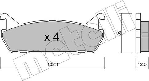 Metelli 22-0390-0 - Əyləc altlığı dəsti, əyləc diski furqanavto.az