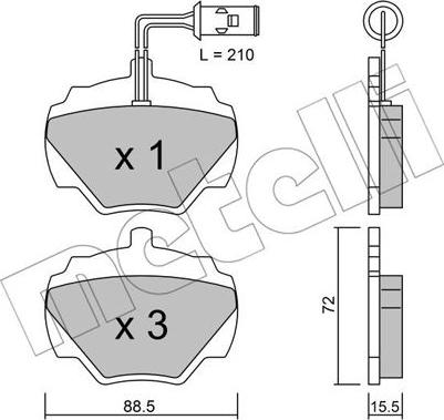 Metelli 22-0353-1 - Əyləc altlığı dəsti, əyləc diski furqanavto.az