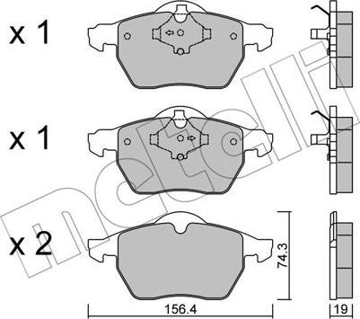 Metelli 22-0314-1 - Əyləc altlığı dəsti, əyləc diski furqanavto.az