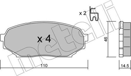 Metelli 22-0388-0 - Əyləc altlığı dəsti, əyləc diski furqanavto.az