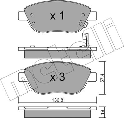 Metelli 22-0322-2 - Əyləc altlığı dəsti, əyləc diski furqanavto.az