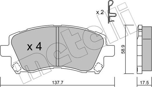 Metelli 22-0296-0 - Əyləc altlığı dəsti, əyləc diski furqanavto.az