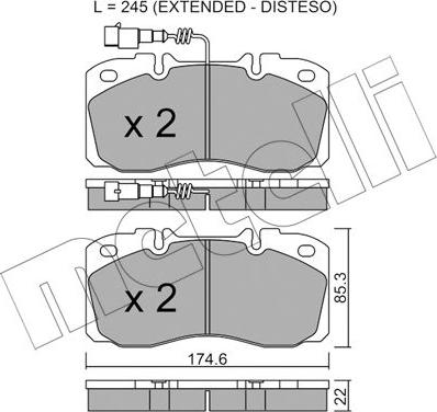 Metelli 22-0268-5 - Əyləc altlığı dəsti, əyləc diski furqanavto.az