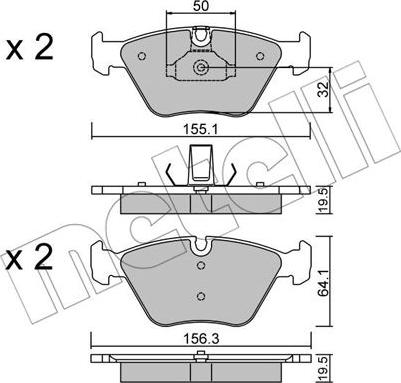 Metelli 22-0207-5 - Əyləc altlığı dəsti, əyləc diski furqanavto.az