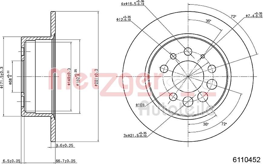 Metzger 6110452 - Əyləc Diski furqanavto.az