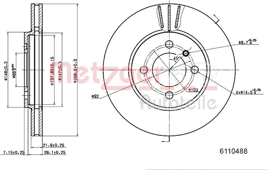 Metzger 6110488 - Əyləc Diski furqanavto.az