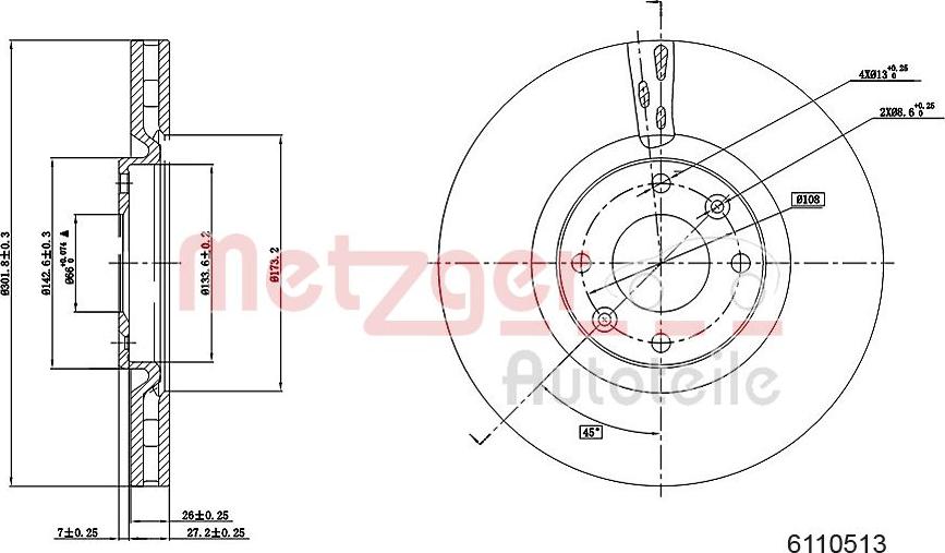 Metzger 6110513 - Əyləc Diski furqanavto.az