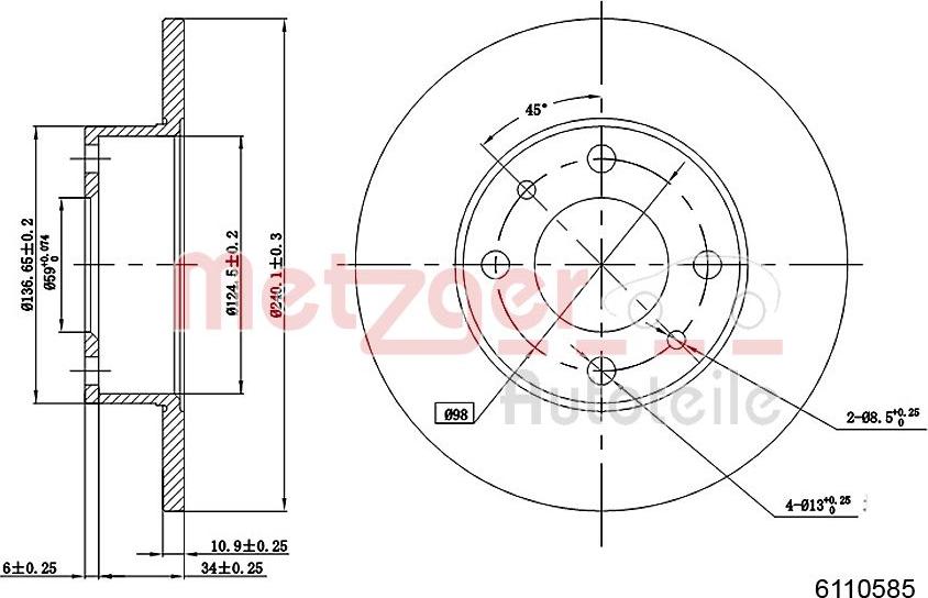 Metzger 6110585 - Əyləc Diski furqanavto.az