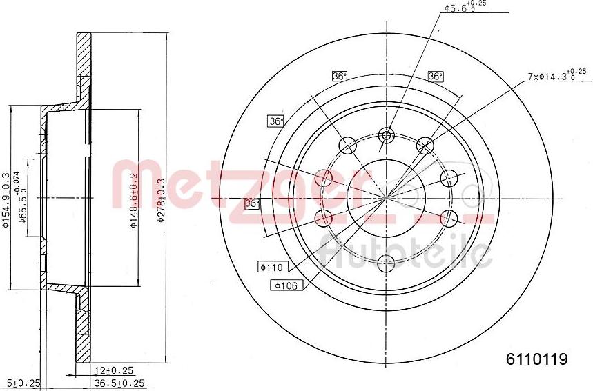 Metzger 6110119 - Əyləc Diski furqanavto.az