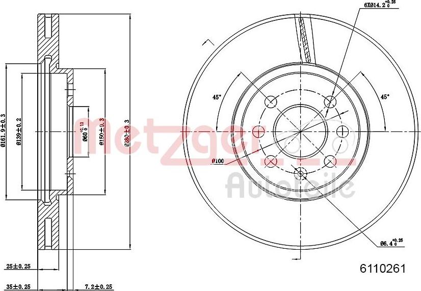 Metzger 6110261 - Əyləc Diski furqanavto.az