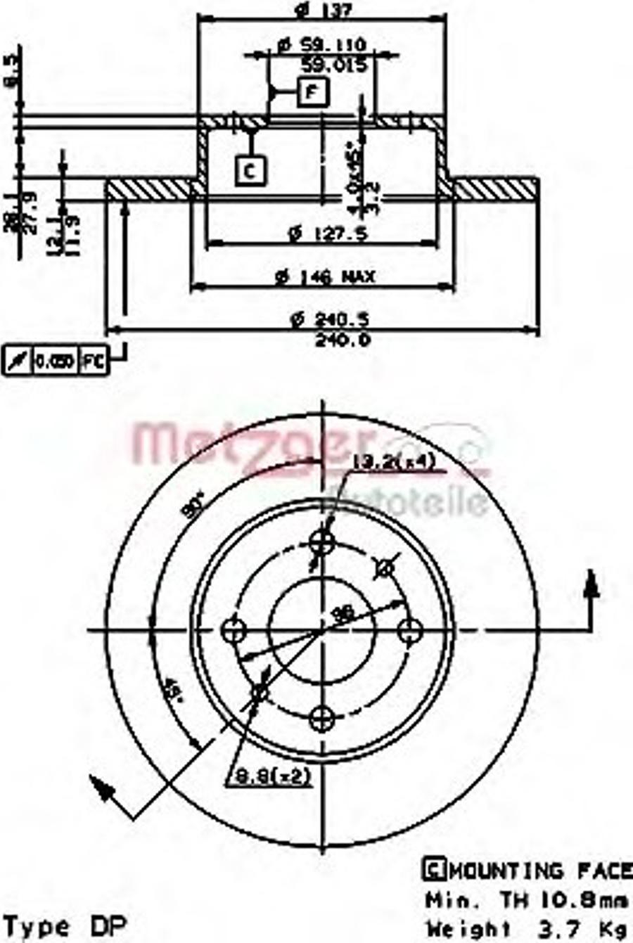 Metzger 14120E - Əyləc Diski furqanavto.az