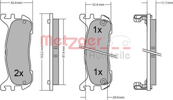 Metzger 1170431 - Əyləc altlığı dəsti, əyləc diski furqanavto.az