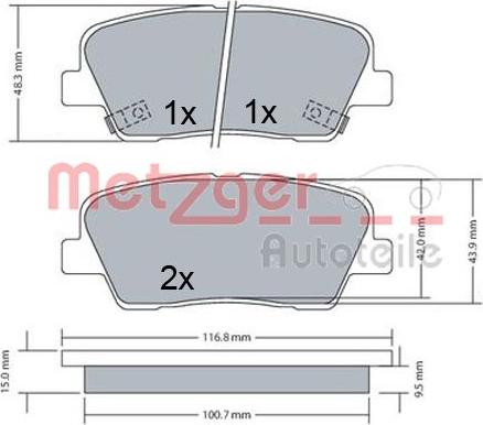 Metzger 1170687 - Əyləc altlığı dəsti, əyləc diski furqanavto.az